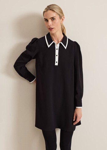 Phase Eight Gina Collar Swing Dress Black Canada | TGMUEO-629